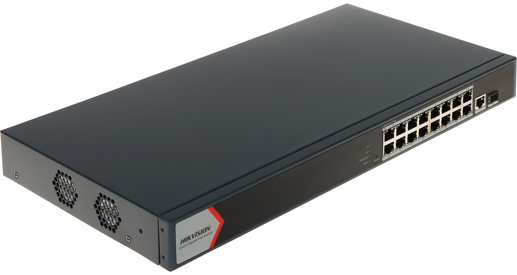 "SWITCH ADMINISTRABLE EN NUBE | 16 PUERTOS POE | 10/100/1000 MBPS | 1 PUERTO ETHERNET | 1 PUERTO SPF (FIBRA ÓPTICA) | METALICO | SOPORTA POE EXTENDER 250MTS"