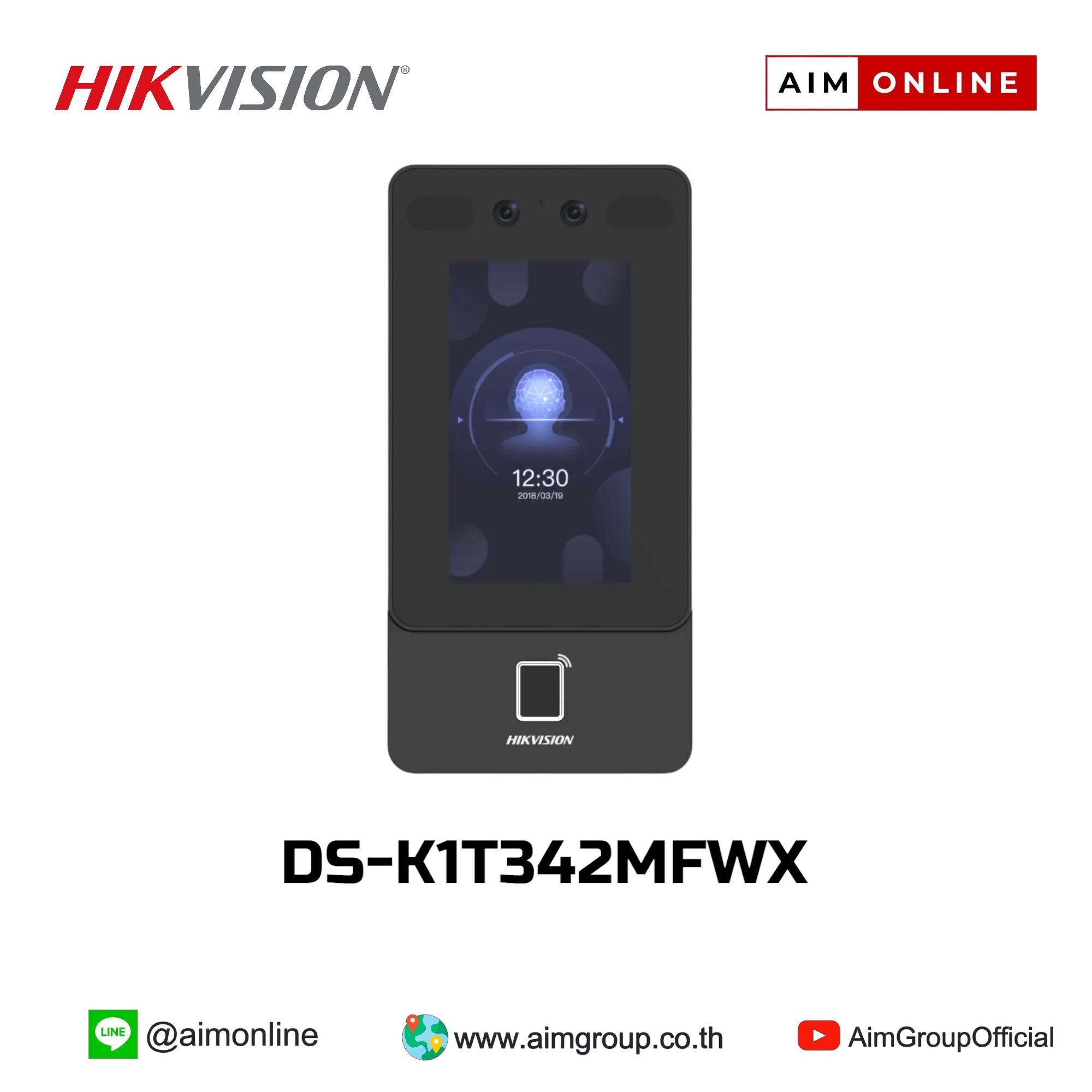 Terminal Min Moe WiFi de Reconocimiento Facial y Huella con lector MIFARE / Exterior IP65 / Hasta 1.5 mts en lectura de rostro / Soporta P2P Hik-Connect / 1,500 Rostros / 3,000 Huellas / Videoportero / POE
