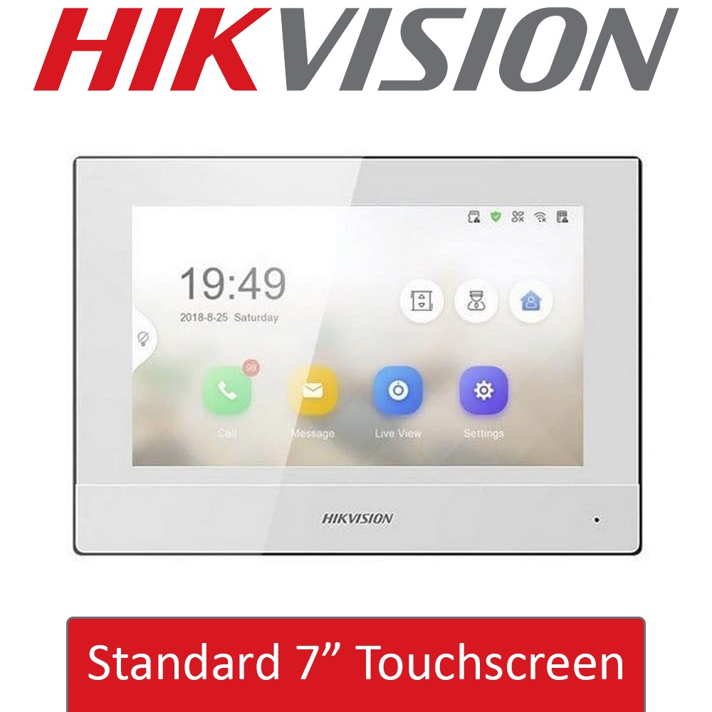 "PANTALLA TOUCH PARA VIDEO PORTERO IP | TOUCH SCREEN 7"" | WIFI | TCP/ IP |ALARMA 8CH| POE STANDARD |12VDC | SOPORTA HIK-CONNECT | NO INCLUYE FUENTE"
